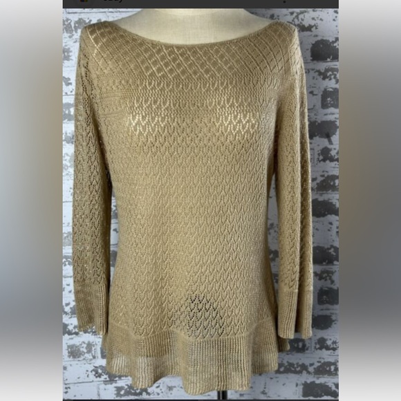 Lauren Ralph Lauren Geometric Linen Women’s Sweater Size Medium - Picture 1 of 8